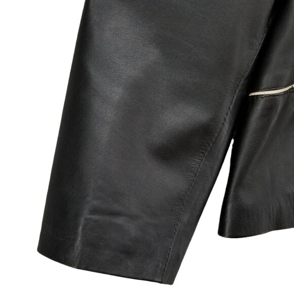 Silvia y Mario Womens Black Leather Jacket Lined Pockets Full Zip Argentina Sz M - Picture 13 of 16